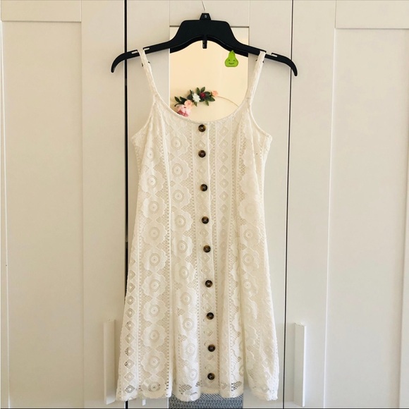 Aeropostale Dresses & Skirts - 2 for $16 Aeropostale white lace mini dress with brown buttons